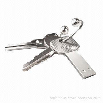Key-shaped USB Flash Drive with 64MB to 128GB Capacity